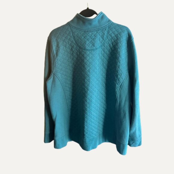 L.L.Bean Women’s Quilted Quarter-Zip Pullover – Teal Blue – Size 2X - Picture 3 of 4